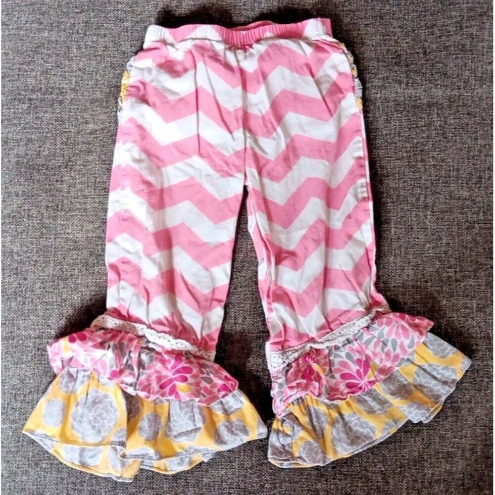 shirt and pants 3T Ruffle Butts Elephant Gray Pink Yellow